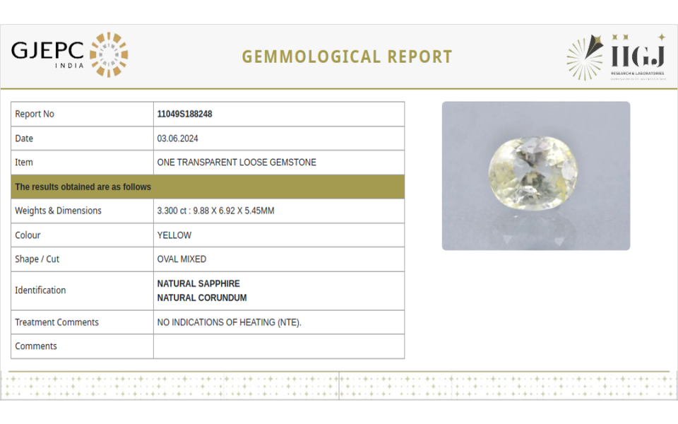 Yellow Sapphire - 3.31 Carats