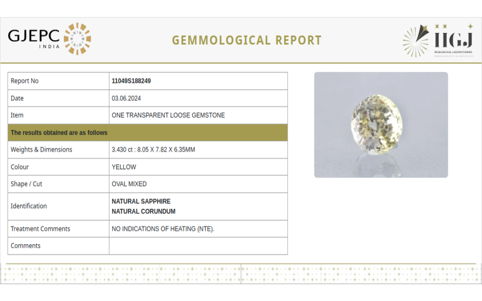 Yellow Sapphire - 3.43 Carats